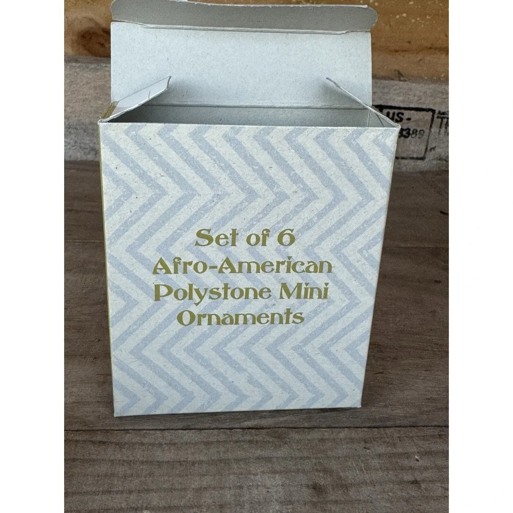 Gift Co. Set Of 6 Afro American Polystone‎ Mini Ornaments, Vintage